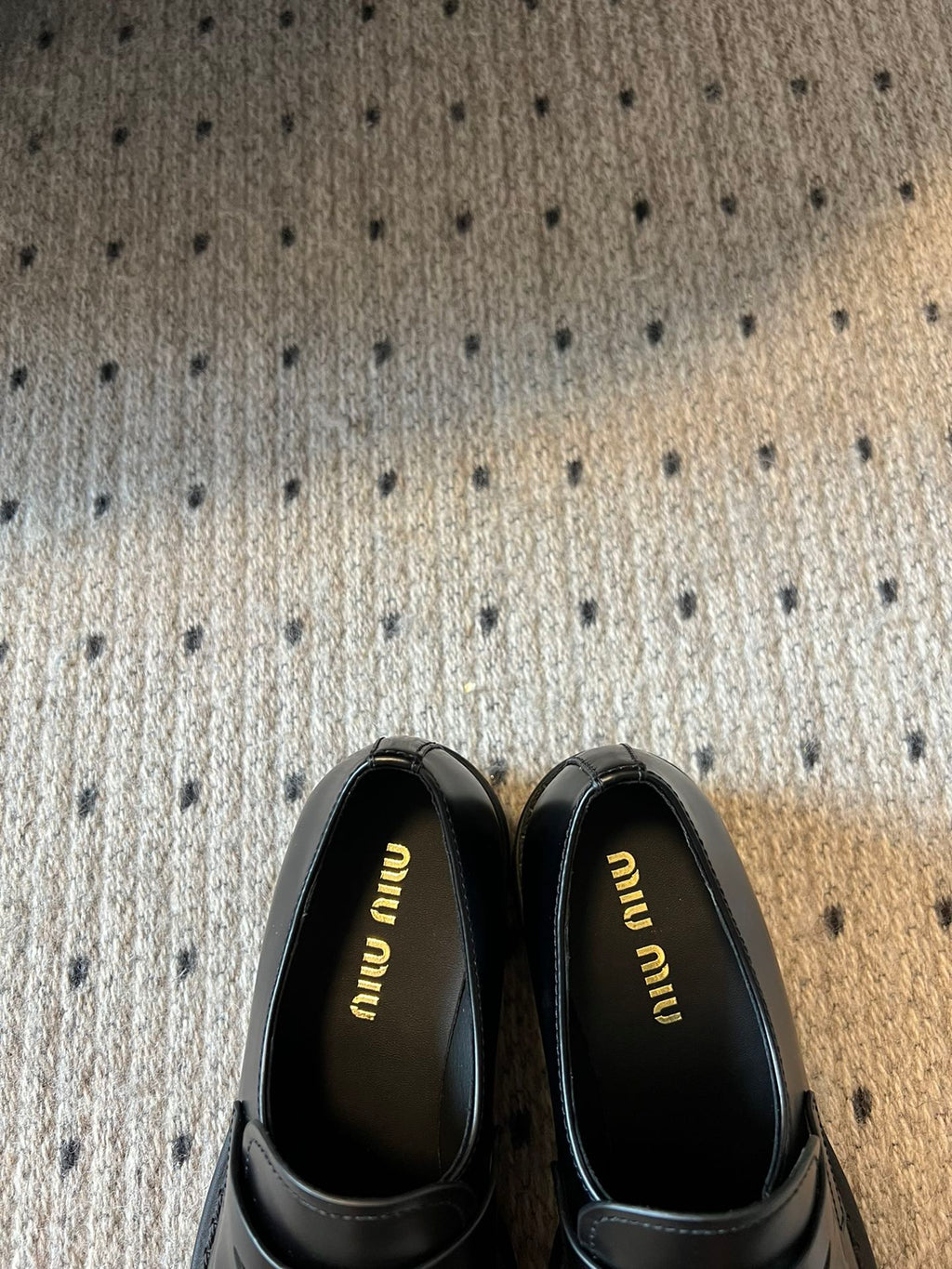 MIUMIU 26S LOAFERS IN BLACK BRUSHED CALFSKIN