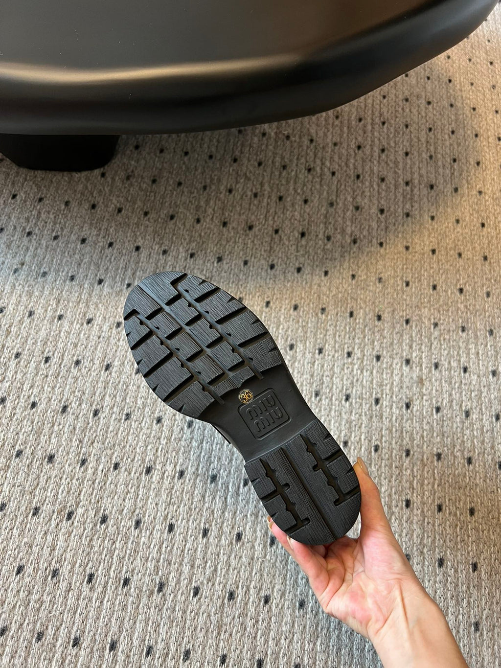 MIUMIU 26S LOAFERS IN BLACK BRUSHED CALFSKIN