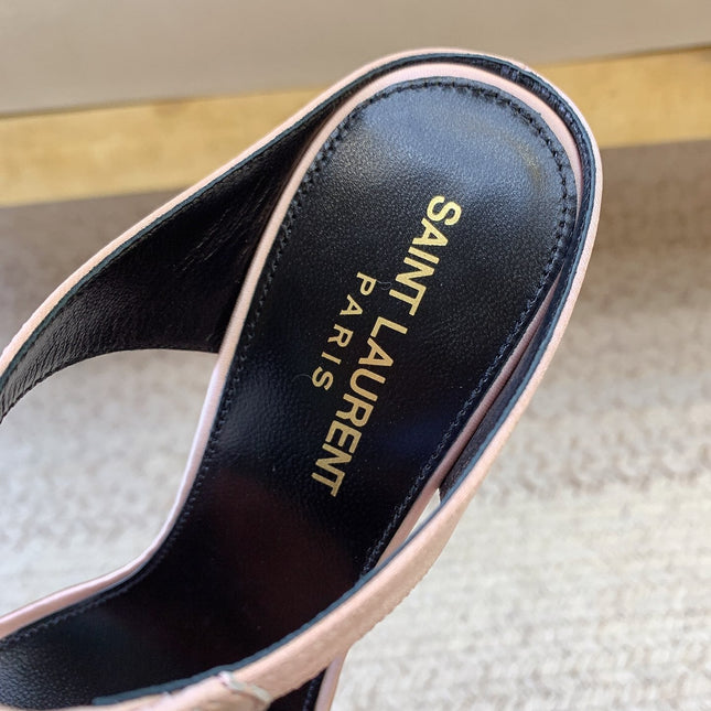 GAP CRYSTAL-BUCKLE SLIDE SANDALS IN LIGHT PINK SILK