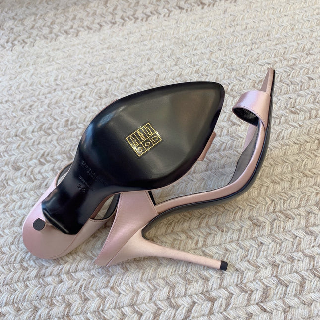 GAP CRYSTAL-BUCKLE SLIDE SANDALS IN LIGHT PINK SILK