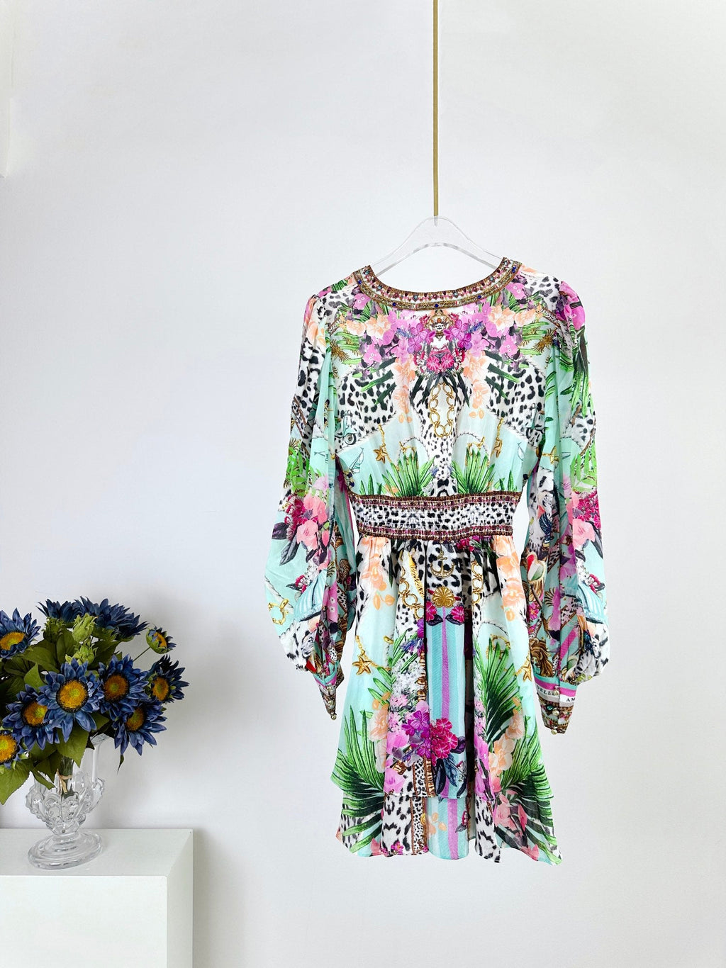 CAMILLA PRINTED SILK LONG-SLEEVE MINI DRESS 270346