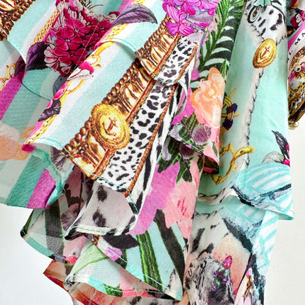 CAMILLA PRINTED SILK LONG-SLEEVE MINI DRESS 270346