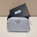 PRADA 26S HANDBAG 12 IN LIGHT GRAY NYLON
