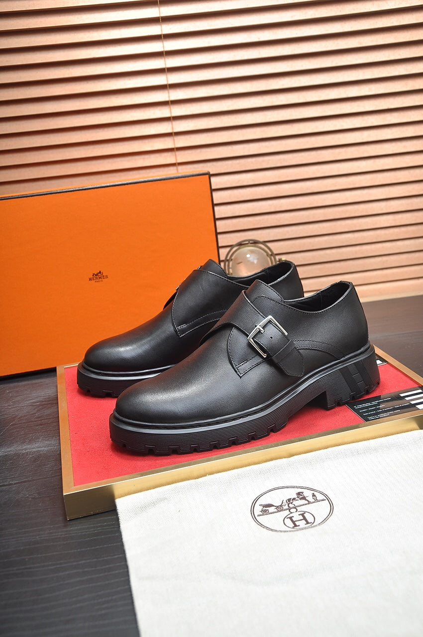 HM MONK STRAP BLACK CALFSKIN