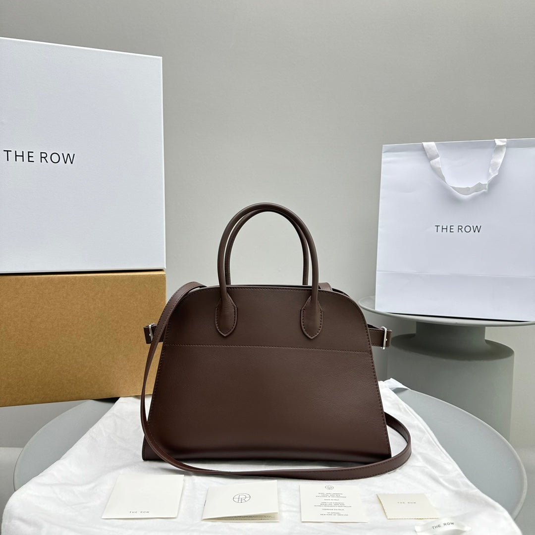 MINIMALIST STRUCTURED SILHOUETTE HANDBAG 32 IN MAUVE BROWN CALFSKIN