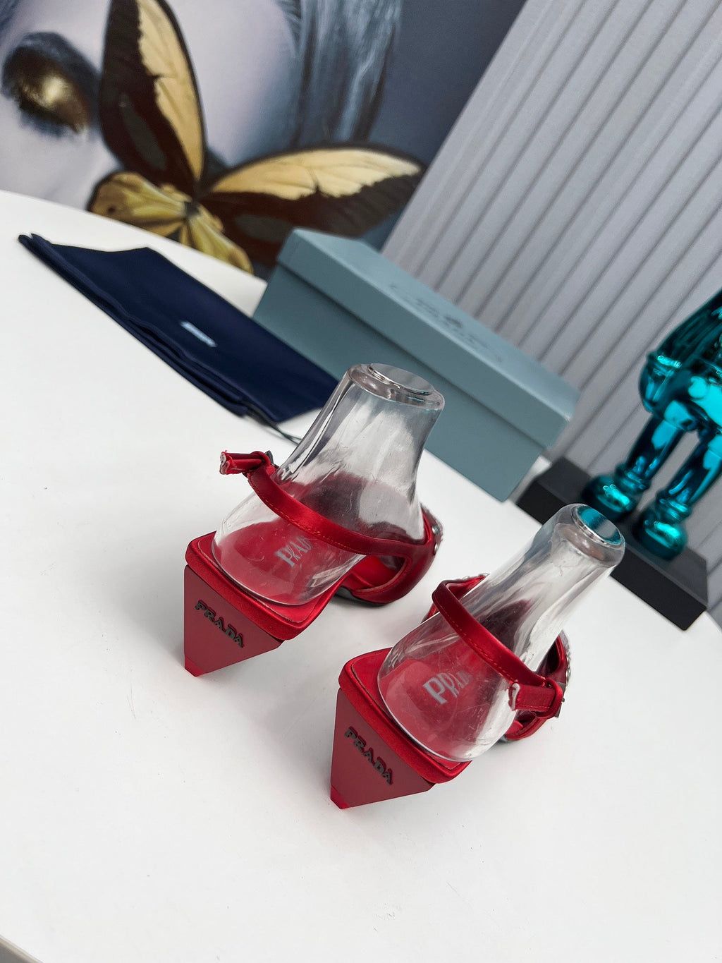 PRADA 26S SLINGBACK PUMPS 40MM IN DARK RED SATIN CRYSTAL EMBELLISHED