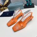 PRADA 26S SLINGBACK PUMPS 40MM IN ORANGE SATIN CRYSTAL EMBELLISHED