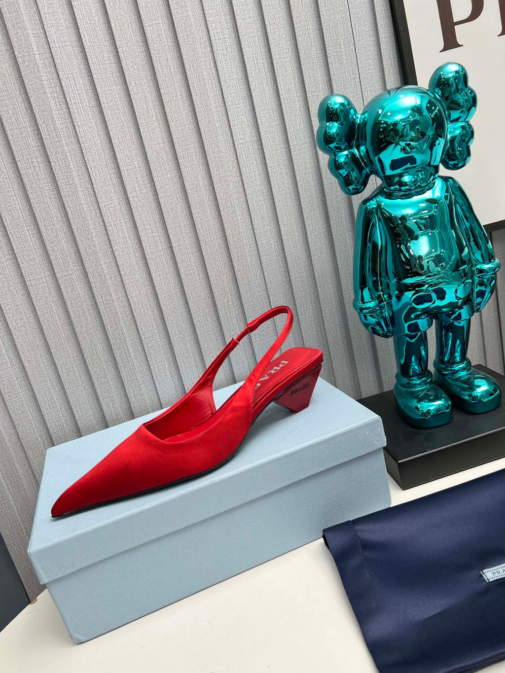 PRADA 26S POINTED TOE SLINGBACK 40MM IN DARK RED SATIN