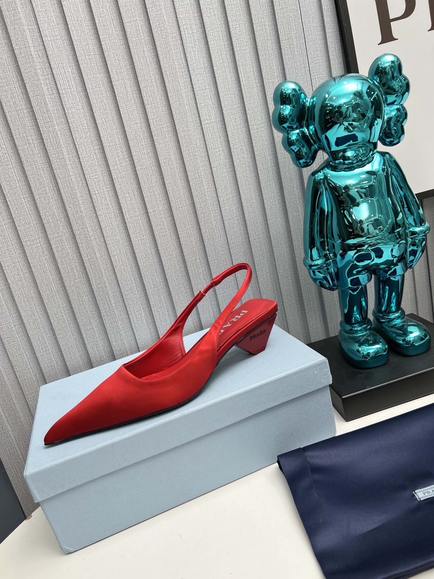 PRADA 26S POINTED TOE SLINGBACK 40MM IN DARK RED SATIN