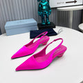 PRADA 26S POINTED TOE SLINGBACK 40MM IN FUCHSIA PINK SATIN
