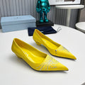 PRADA 26S POINTED TOE PUMPS 40MM IN YELLOW SATIN CRYSTAL EMBELLISHED