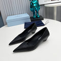 PRADA 26S POINTED TOE PUMPS 40MM IN BLACK CALFSKIN