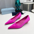 PRADA 26S POINTED TOE PUMPS 40MM IN FUCHSIA PINK SATIN