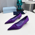PRADA 26S POINTED TOE PUMPS 40MM IN PURPLE SATIN