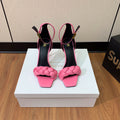BALMAIN 26S BRAIDED-STRAP HIGH-HEEL SANDALS 95 MM IN PINK CALFSKIN