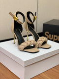 BALMAIN 26S BRAIDED-STRAP HIGH-HEEL SANDALS 95 MM IN BEIGE CALFSKIN