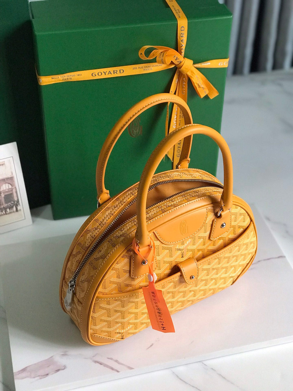 SAINT JEANNE MINI BAG 26 IN YELLOW GOYARDINE CANVAS AND CALFSKIN