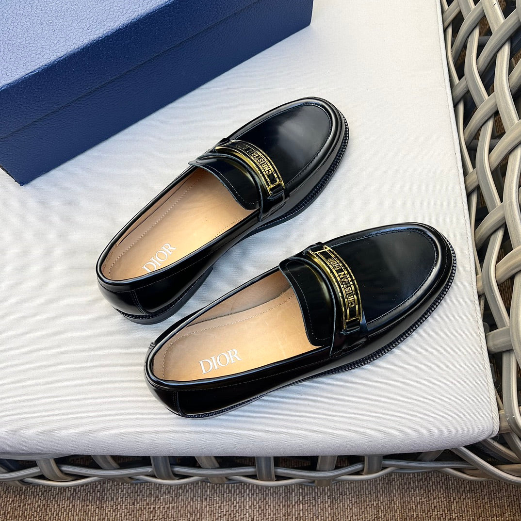 CD CODE LOAFER BLACK CALFSKIN WITH GOLD LOGO