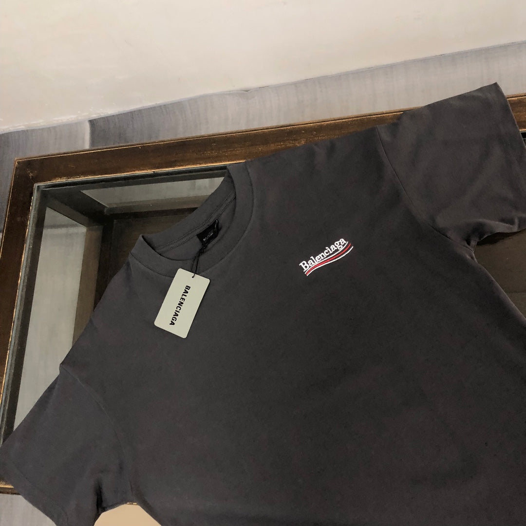 BALENCIAGA POLITICAL CAMPAIGN LOGO T-SHIRT IN DARK GREY