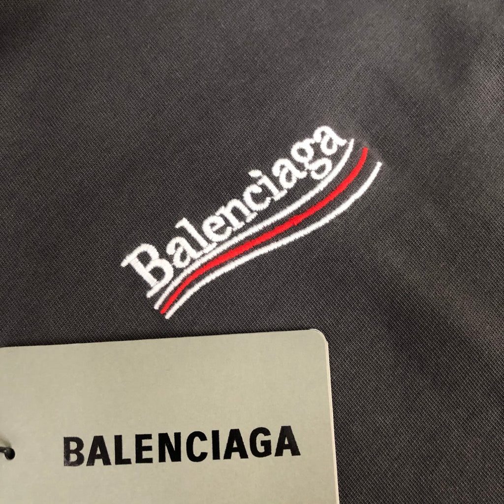 BALENCIAGA POLITICAL CAMPAIGN LOGO T-SHIRT IN DARK GREY