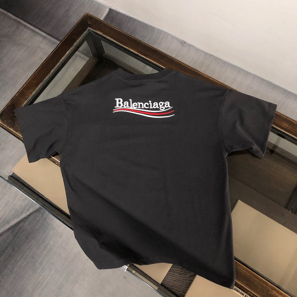 BALENCIAGA POLITICAL CAMPAIGN LOGO T-SHIRT IN DARK GREY