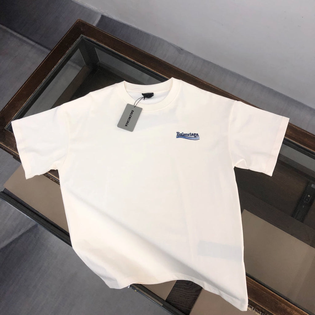 BALENCIAGA POLITICAL CAMPAIGN LOGO T-SHIRT IN WHITE