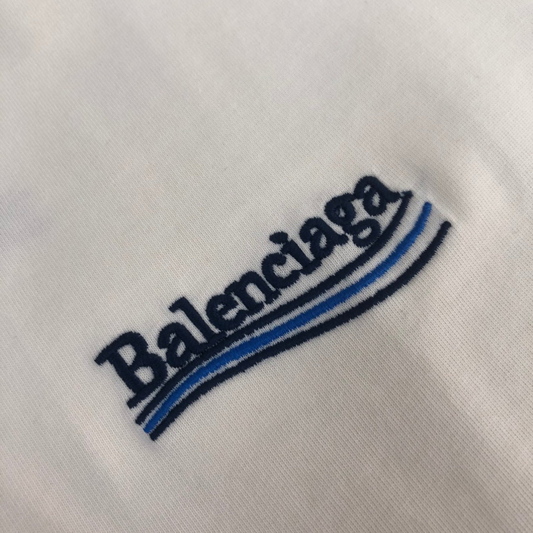 BALENCIAGA POLITICAL CAMPAIGN LOGO T-SHIRT IN WHITE