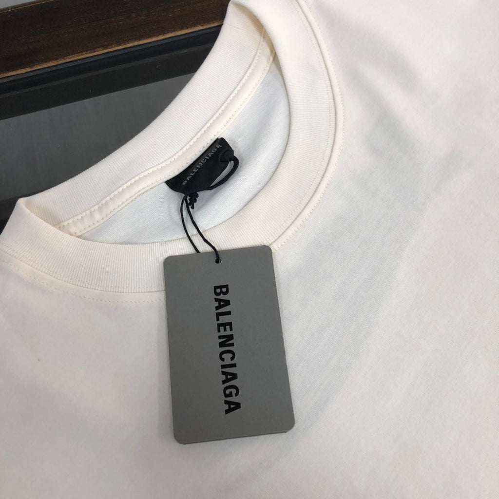 BALENCIAGA POLITICAL CAMPAIGN LOGO T-SHIRT IN WHITE