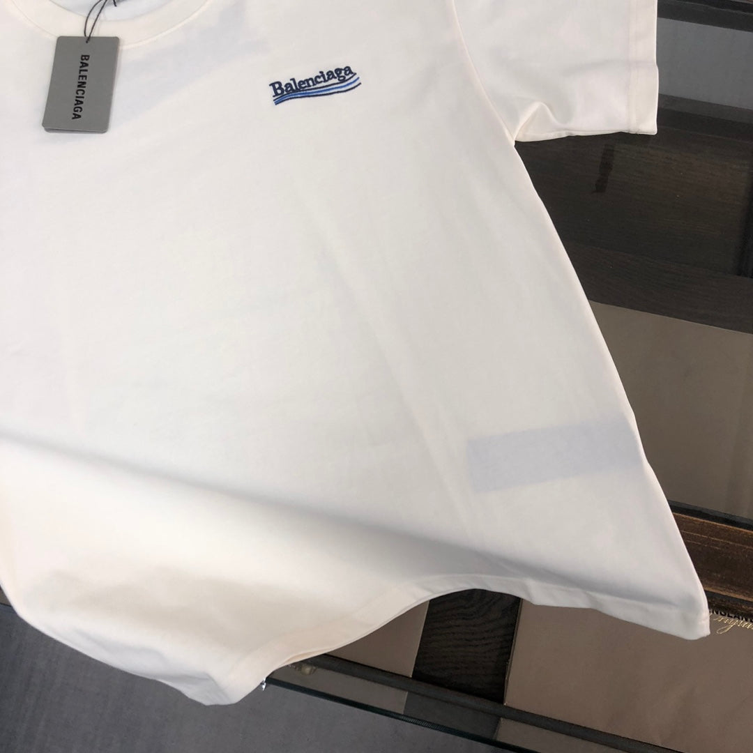 BALENCIAGA POLITICAL CAMPAIGN LOGO T-SHIRT IN WHITE