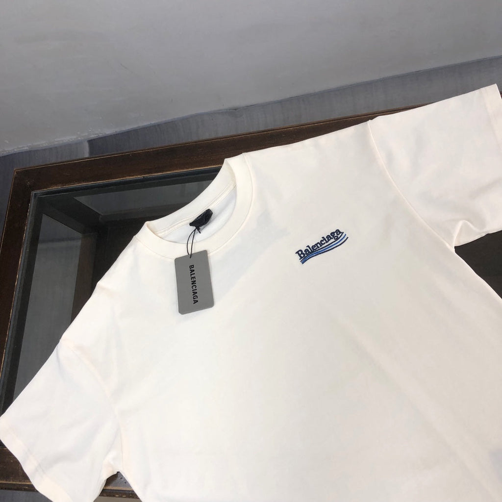 BALENCIAGA POLITICAL CAMPAIGN LOGO T-SHIRT IN WHITE