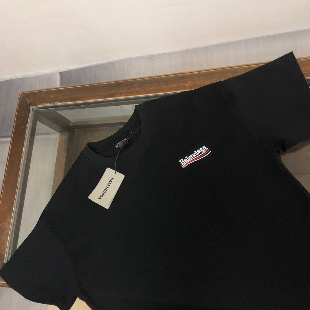 BALENCIAGA POLITICAL CAMPAIGN LOGO T-SHIRT IN BLACK
