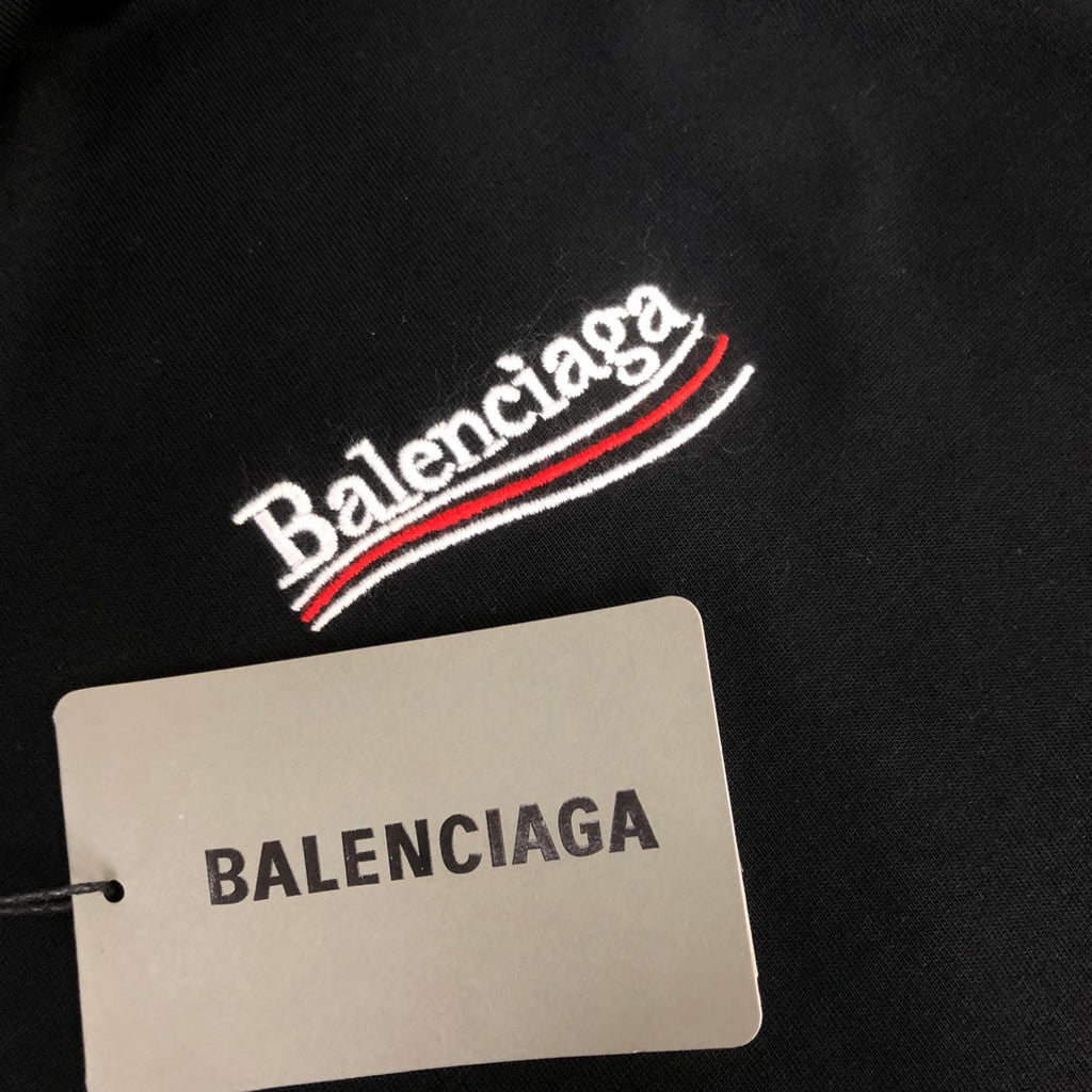 BALENCIAGA POLITICAL CAMPAIGN LOGO T-SHIRT IN BLACK