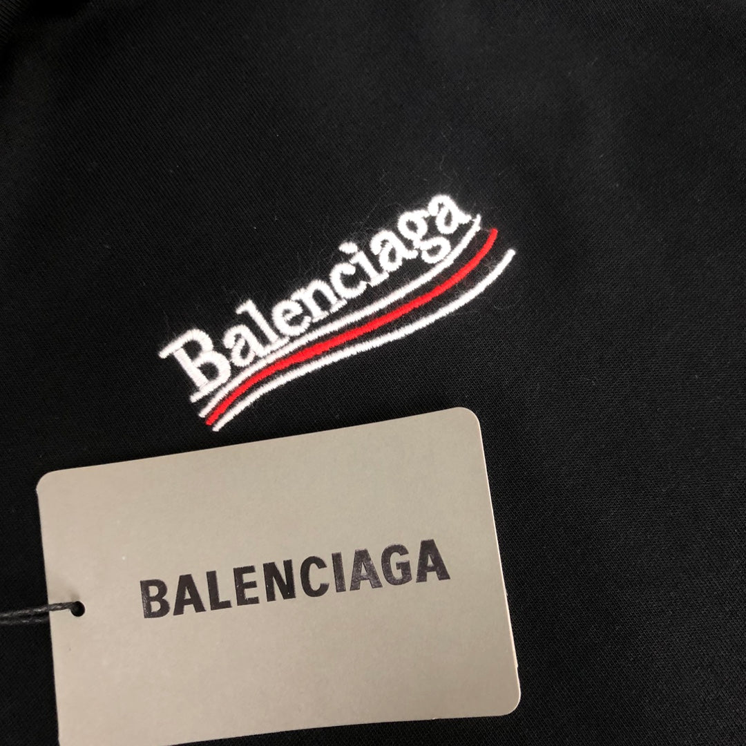 BALENCIAGA POLITICAL CAMPAIGN LOGO T-SHIRT IN BLACK