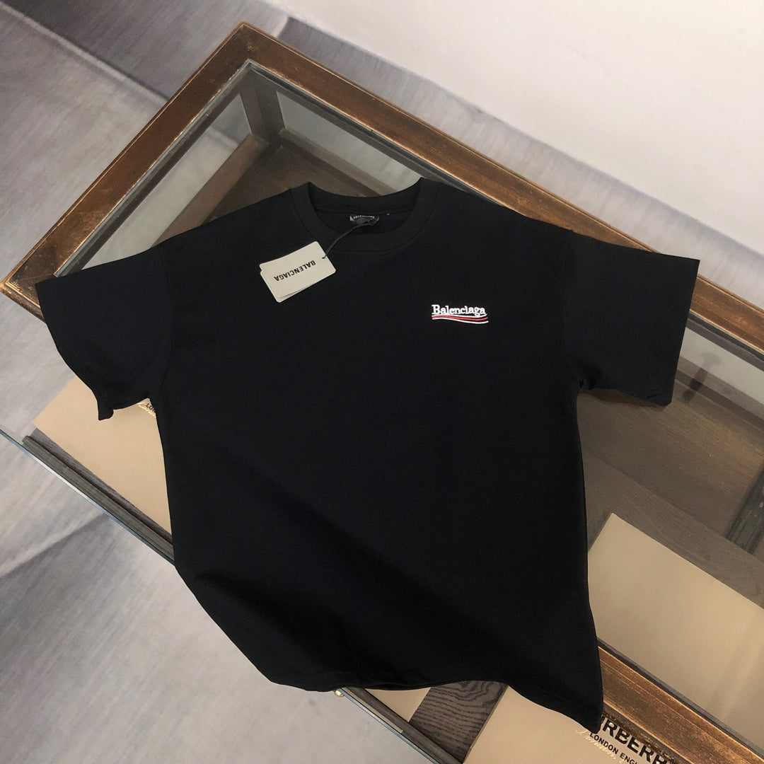 BALENCIAGA POLITICAL CAMPAIGN LOGO T-SHIRT IN BLACK