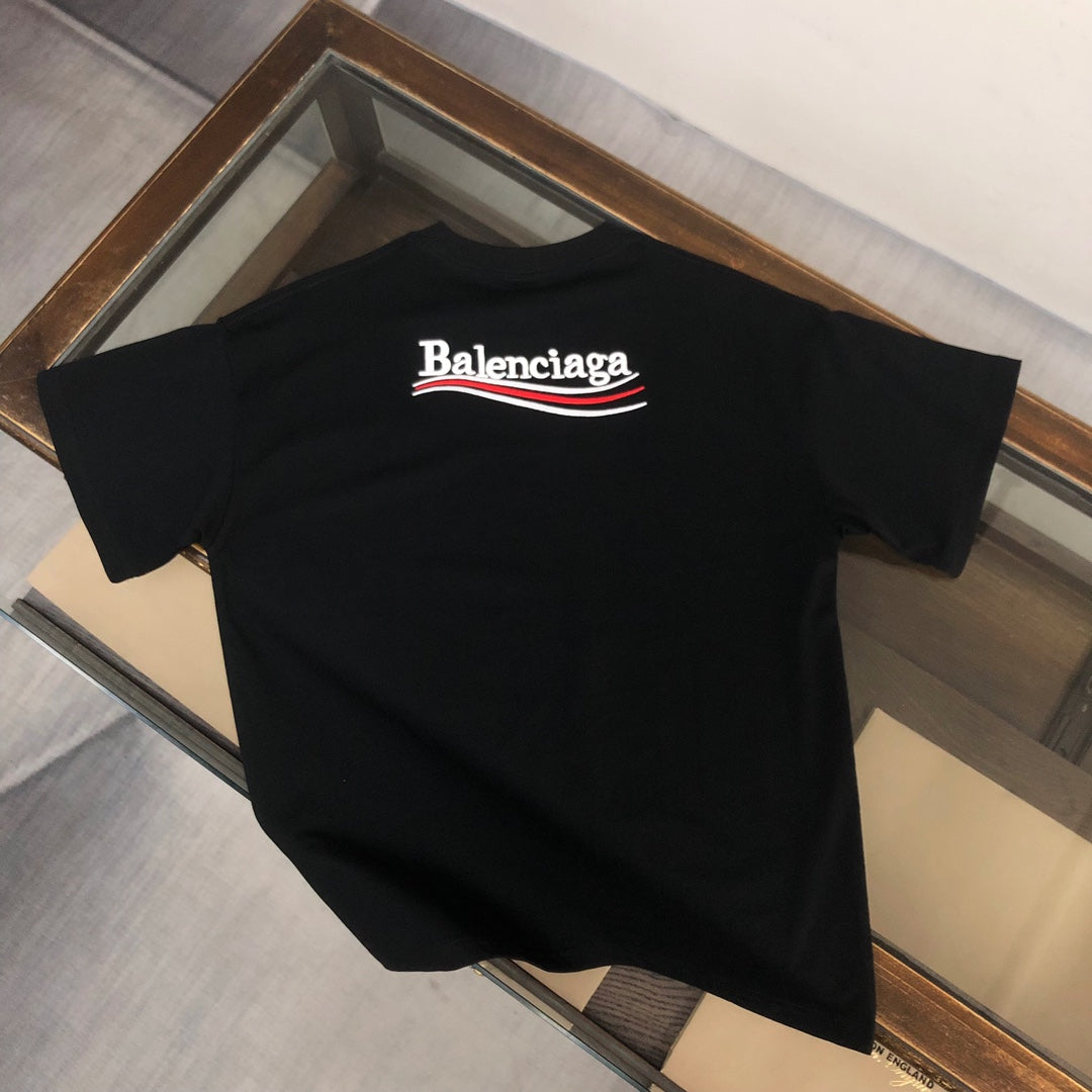 BALENCIAGA POLITICAL CAMPAIGN LOGO T-SHIRT IN BLACK