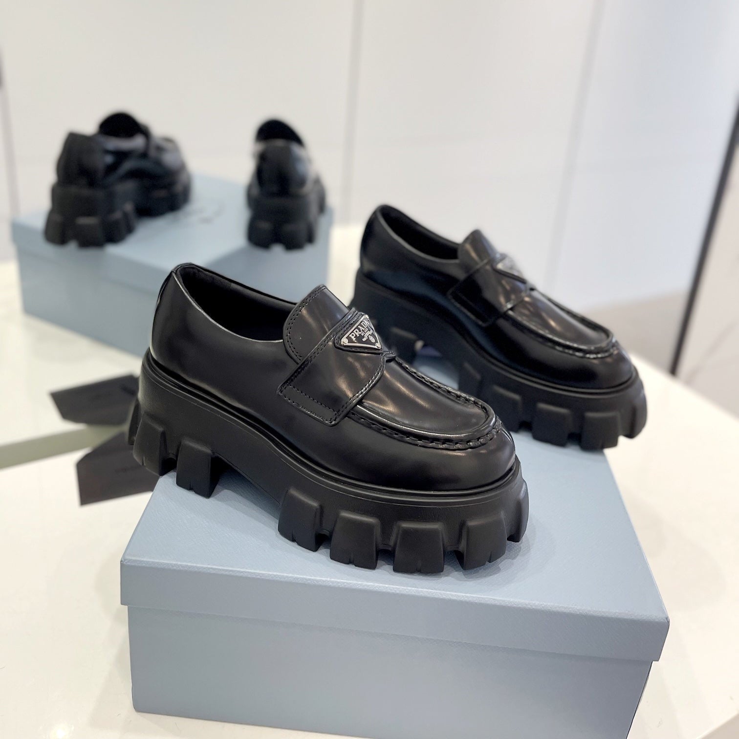 MONOLITH LOAFERS 55MM IN BLACK CALFSKIN