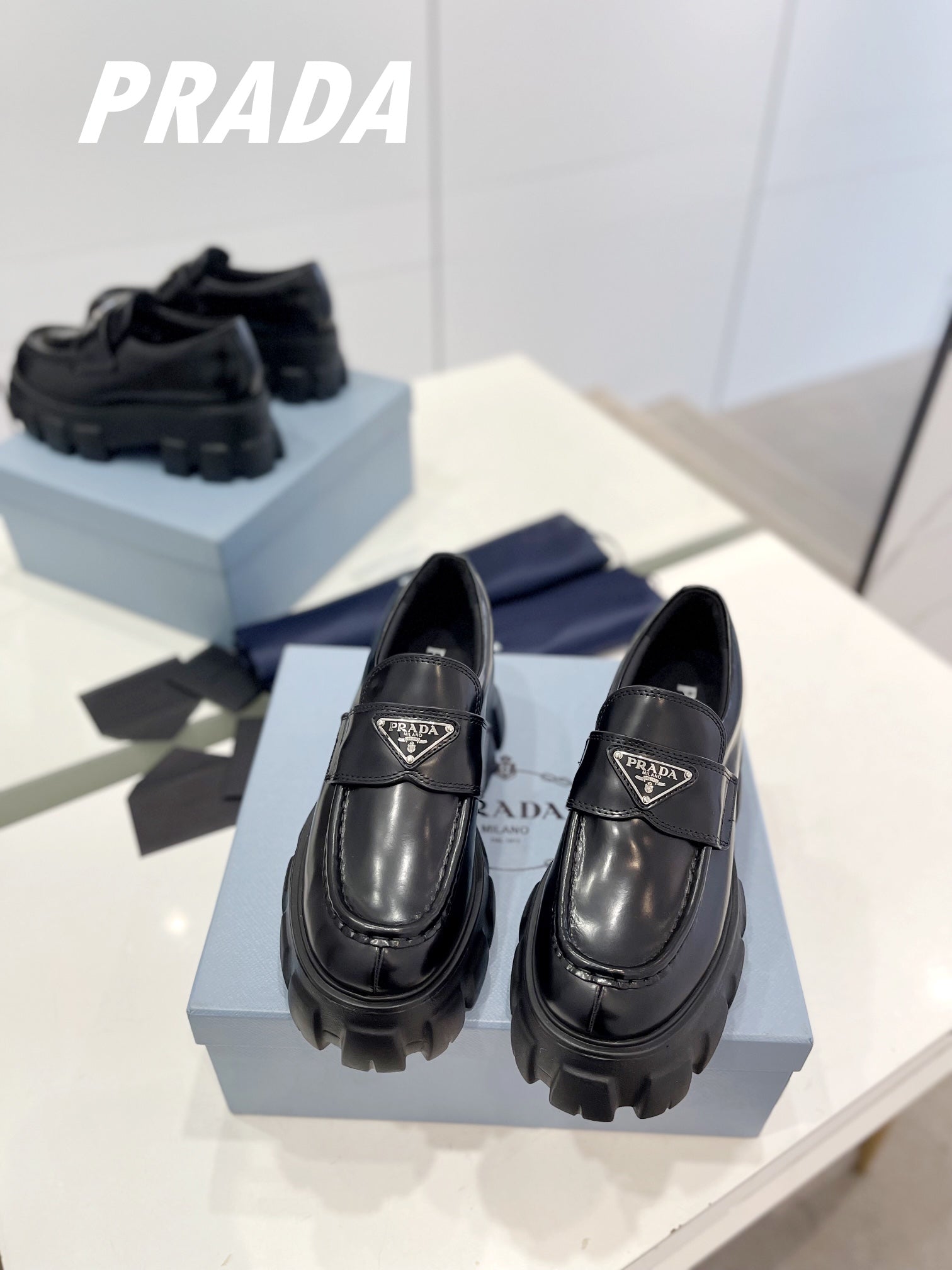 MONOLITH LOAFERS 55MM IN BLACK CALFSKIN