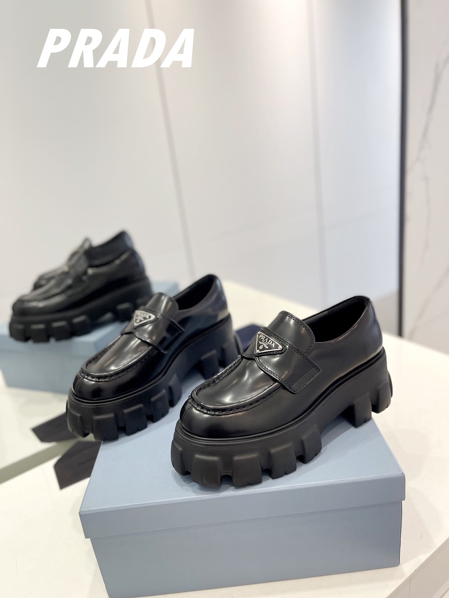 MONOLITH LOAFERS 55MM IN BLACK CALFSKIN