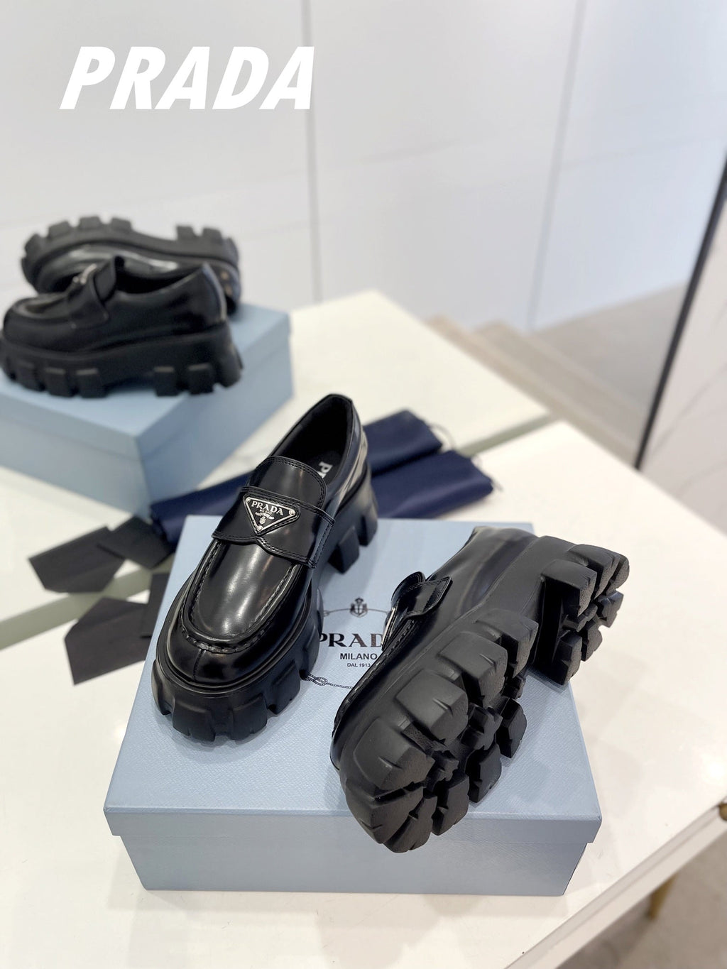 MONOLITH LOAFERS 55MM IN BLACK CALFSKIN