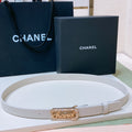 CC 20MM BELT RECTANGLE BUCKLE IN WHITE CALFSKIN GOLD HARDWARE
