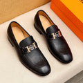 HM GOLD H-BUCKLE LOAFER BLACK GRAINED CALFSKIN