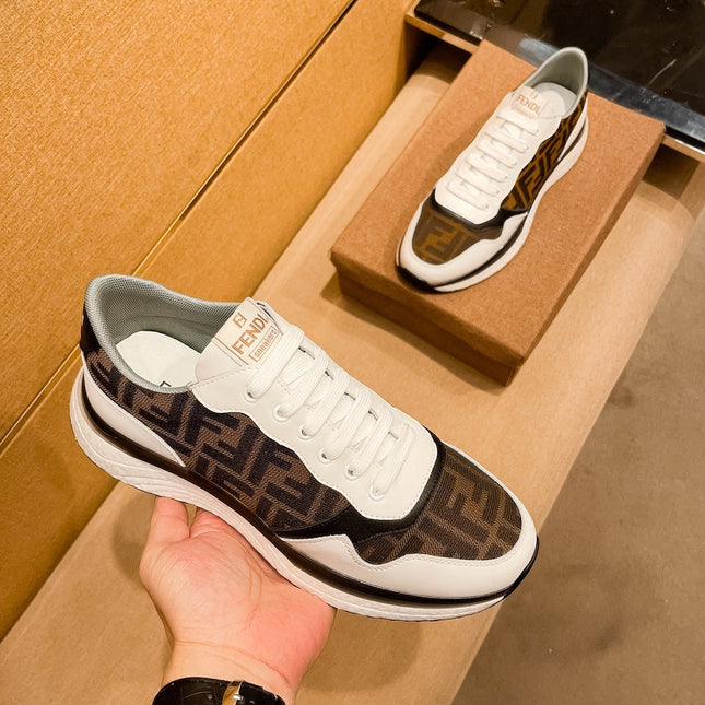 CD SALVATORE FERRAGAMO SNEAKER WHITE AND BROWN JACQUARD