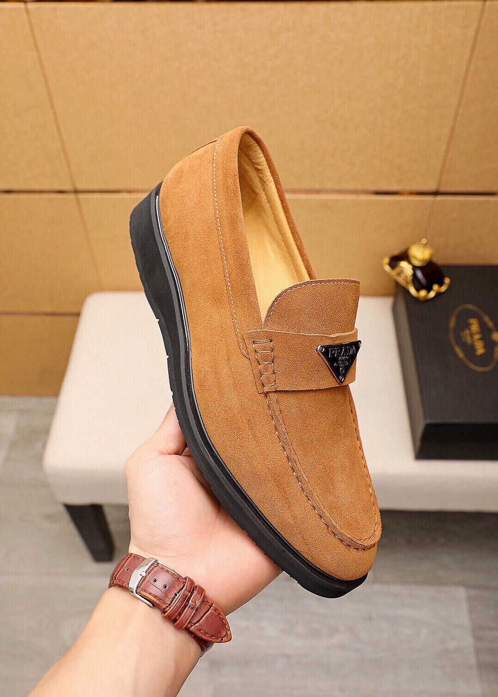 PRA LOAFER IN COPPER BROWN SUEDE
