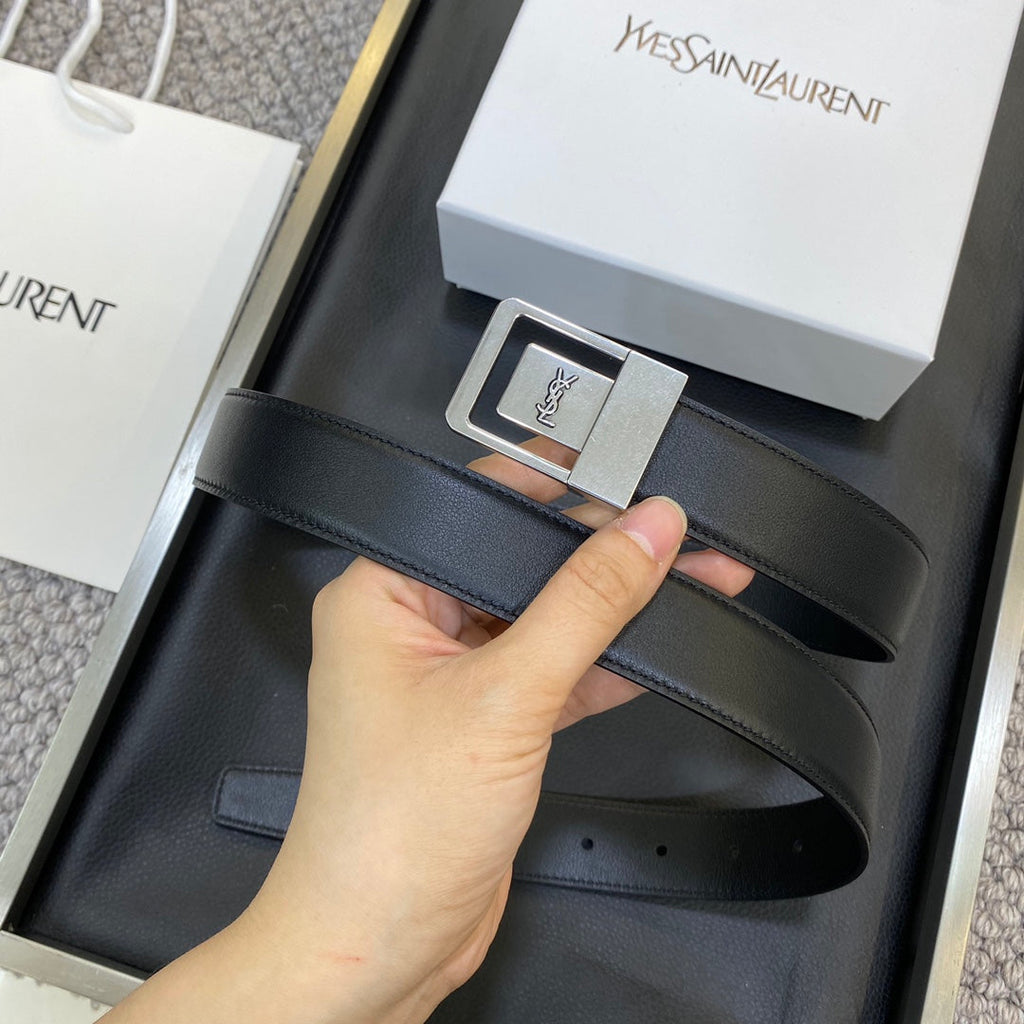 YSL 25S BELT 30 MM IN BLACK CALFSKIN 548092