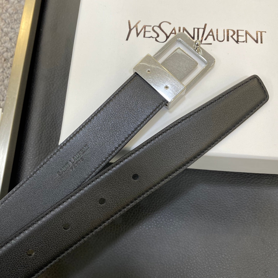 YSL 25S BELT 30 MM IN BLACK CALFSKIN 548092