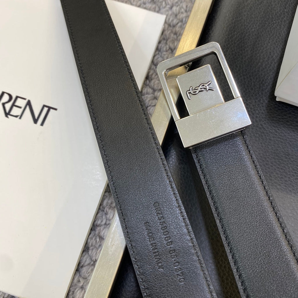YSL 25S BELT 30 MM IN BLACK CALFSKIN 548092