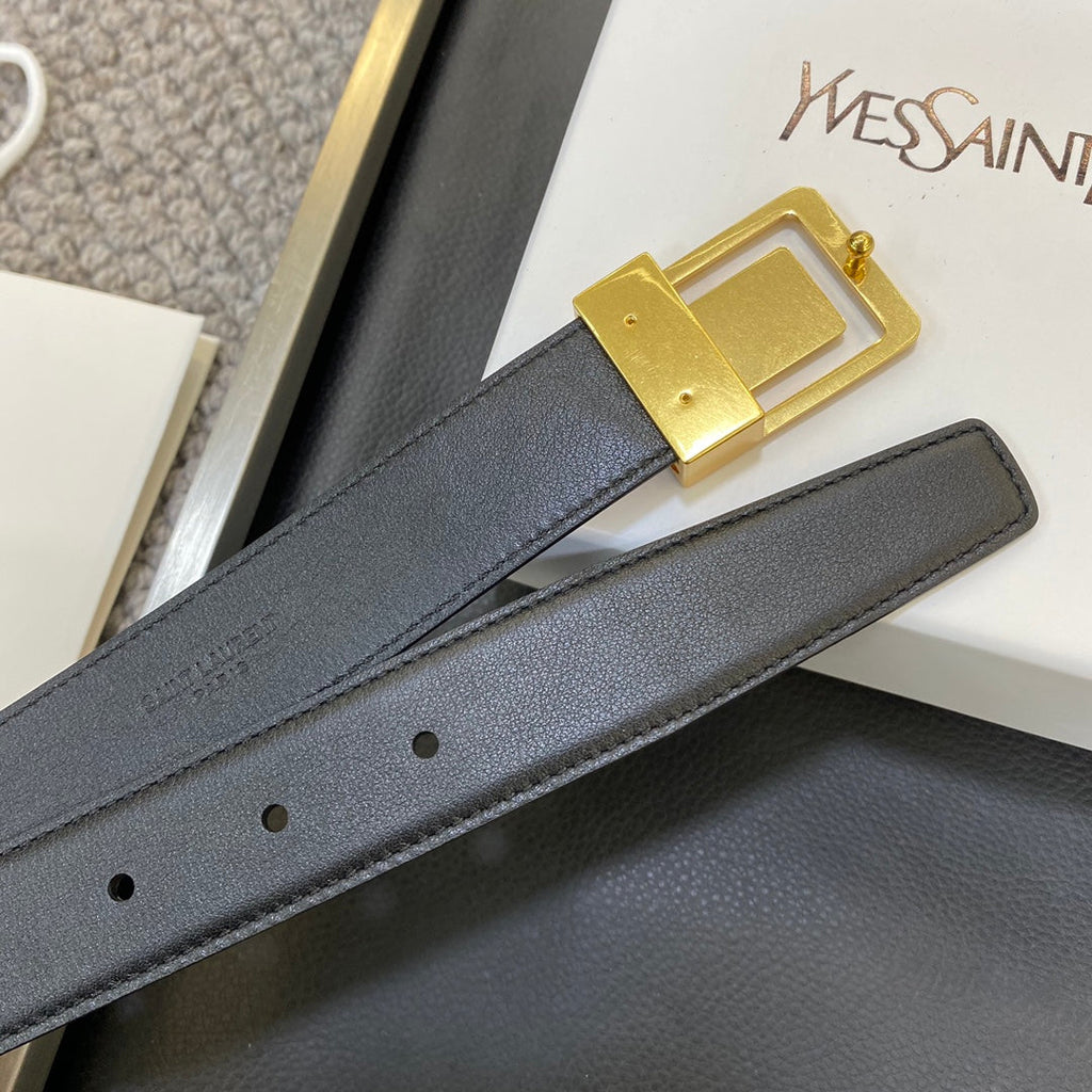 YSL 25S BELT 30 MM IN BLACK CALFSKIN 548093