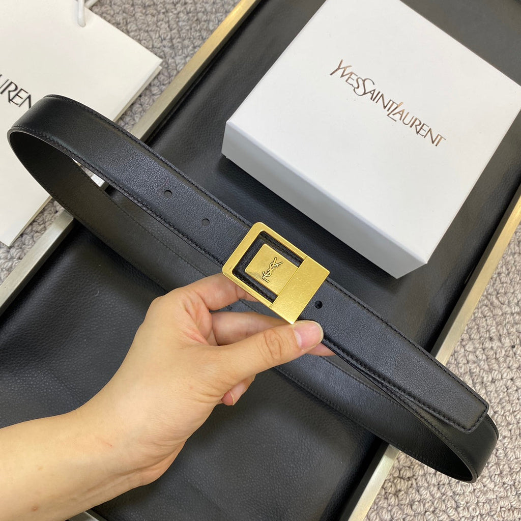 YSL 25S BELT 30 MM IN BLACK CALFSKIN 548093