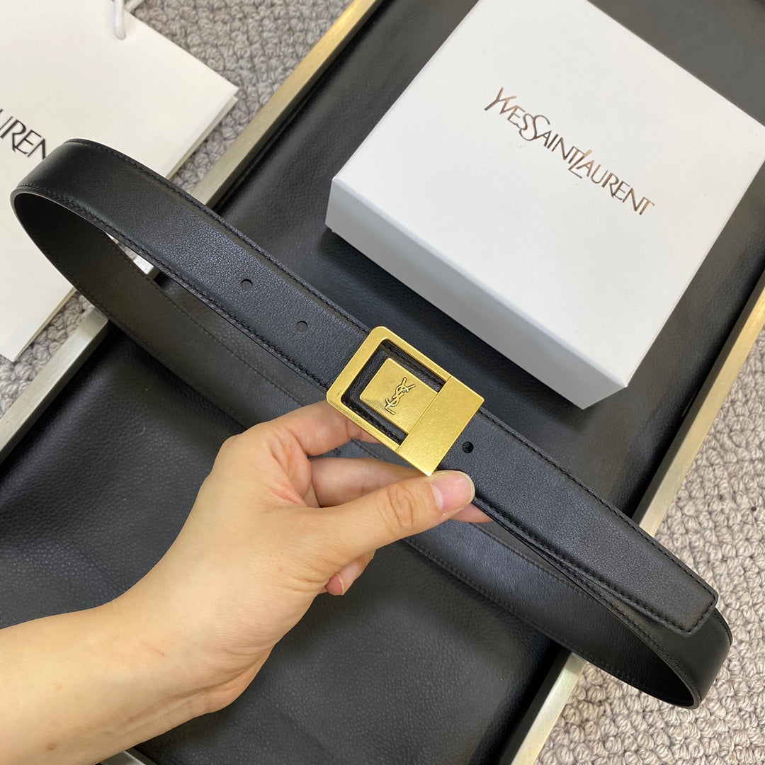 YSL 25S BELT 30 MM IN BLACK CALFSKIN 548093
