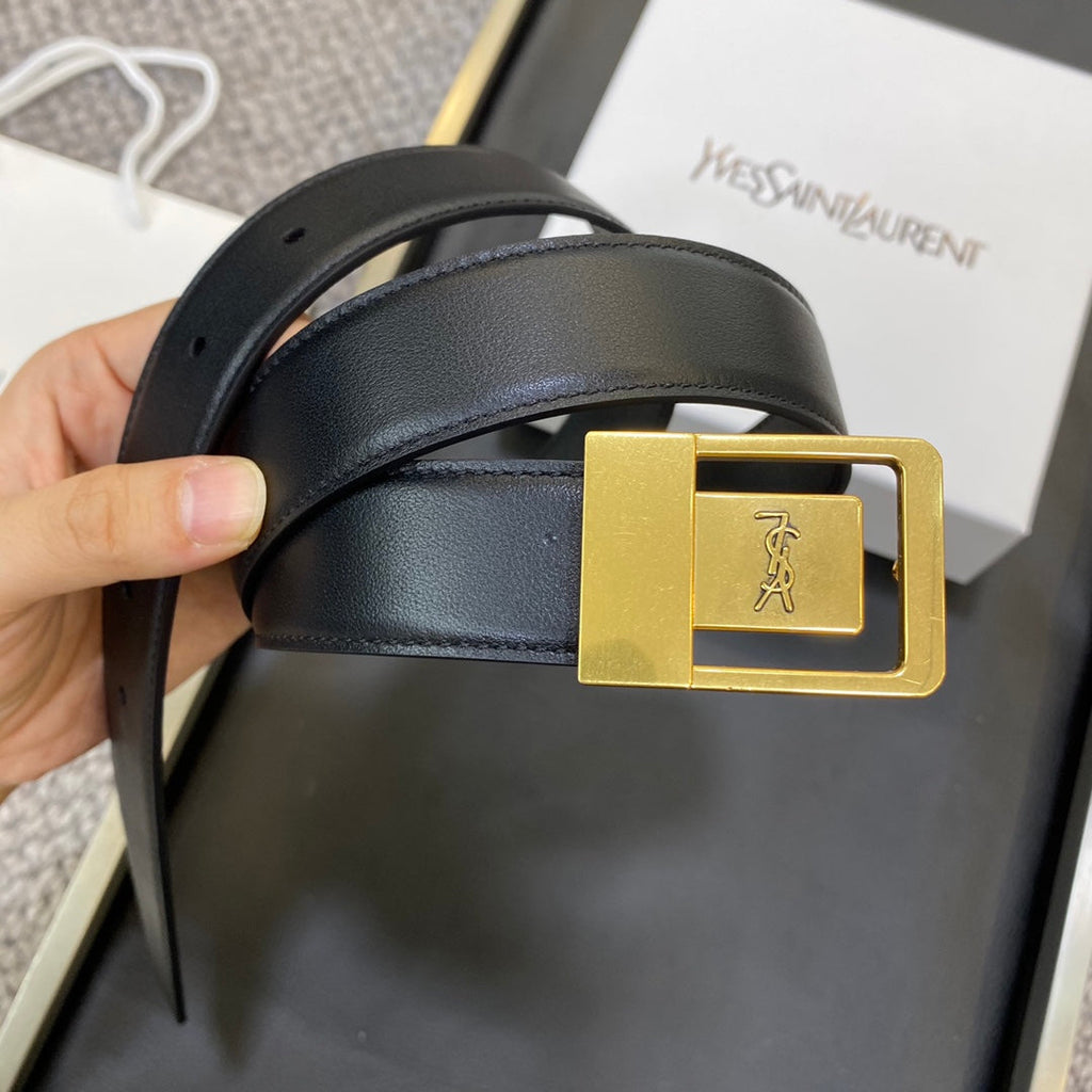 YSL 25S BELT 30 MM IN BLACK CALFSKIN 548093